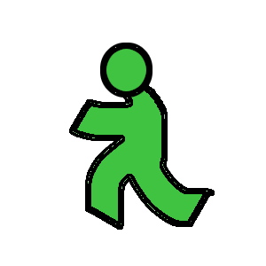 backwards recolored AOL mascot